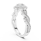 White gold luxury bridal ring with twisted diamond band
