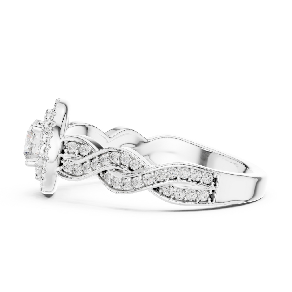 White gold sparkling engagement ring detailed close up