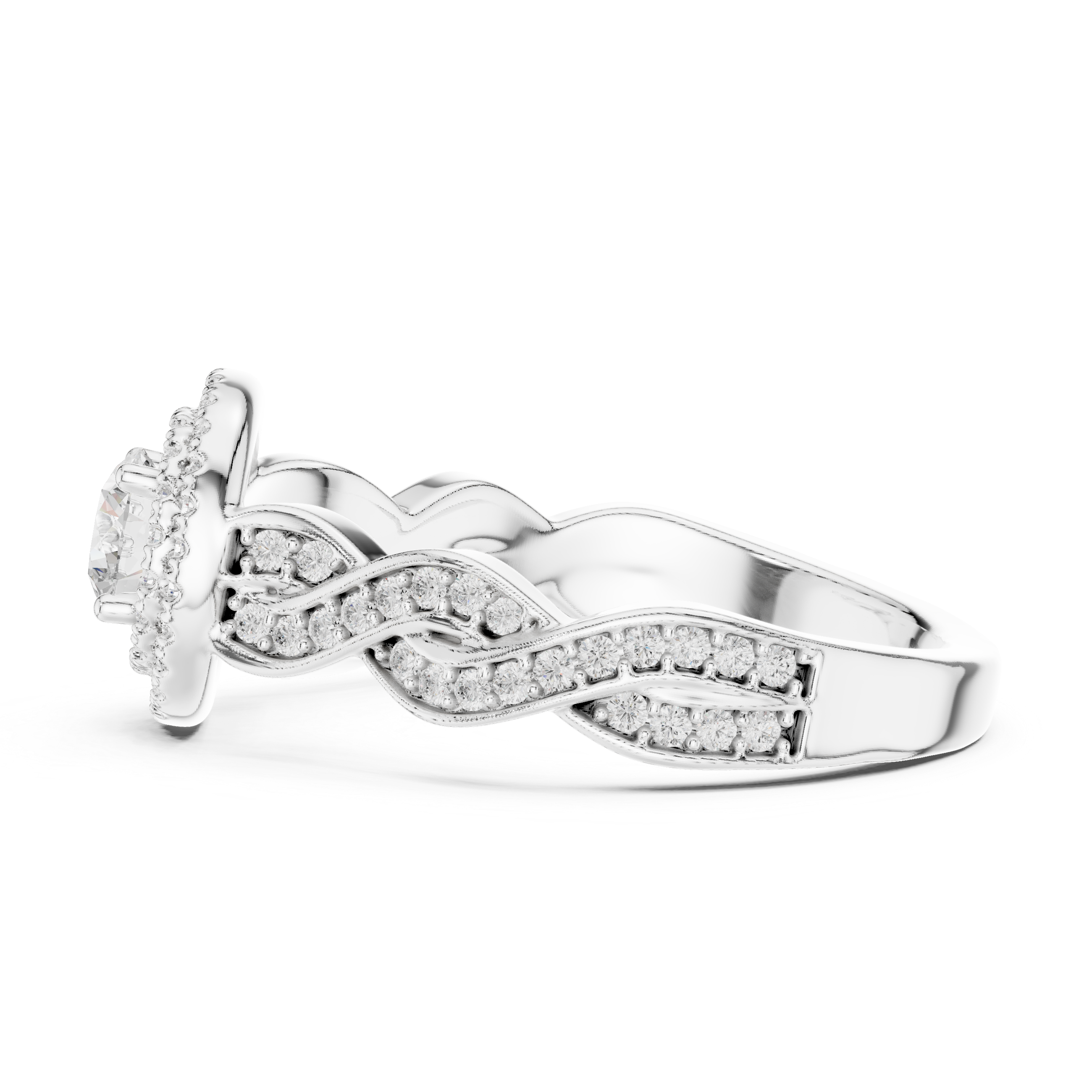 White gold sparkling engagement ring detailed close up