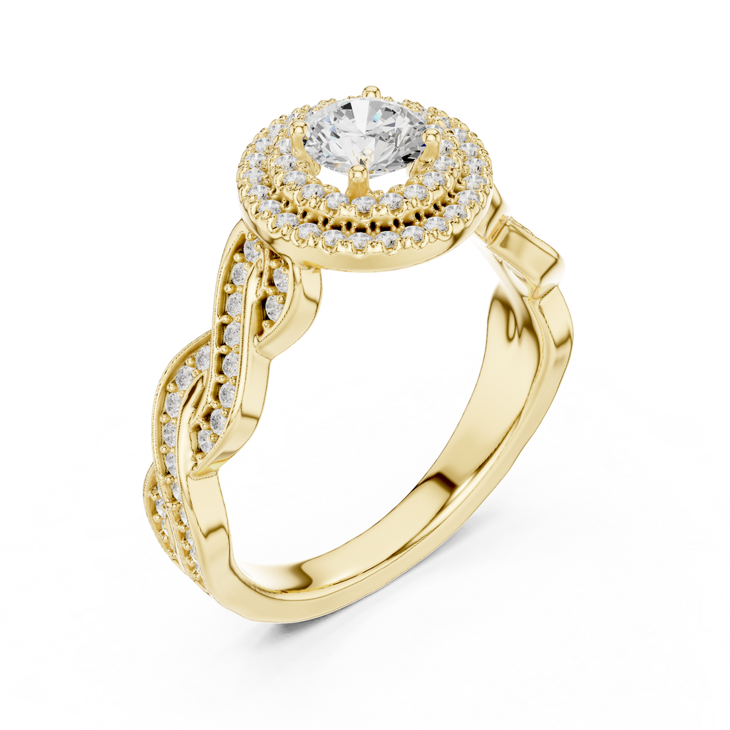 Yellow gold 1 carat diamond ring high polish finish
