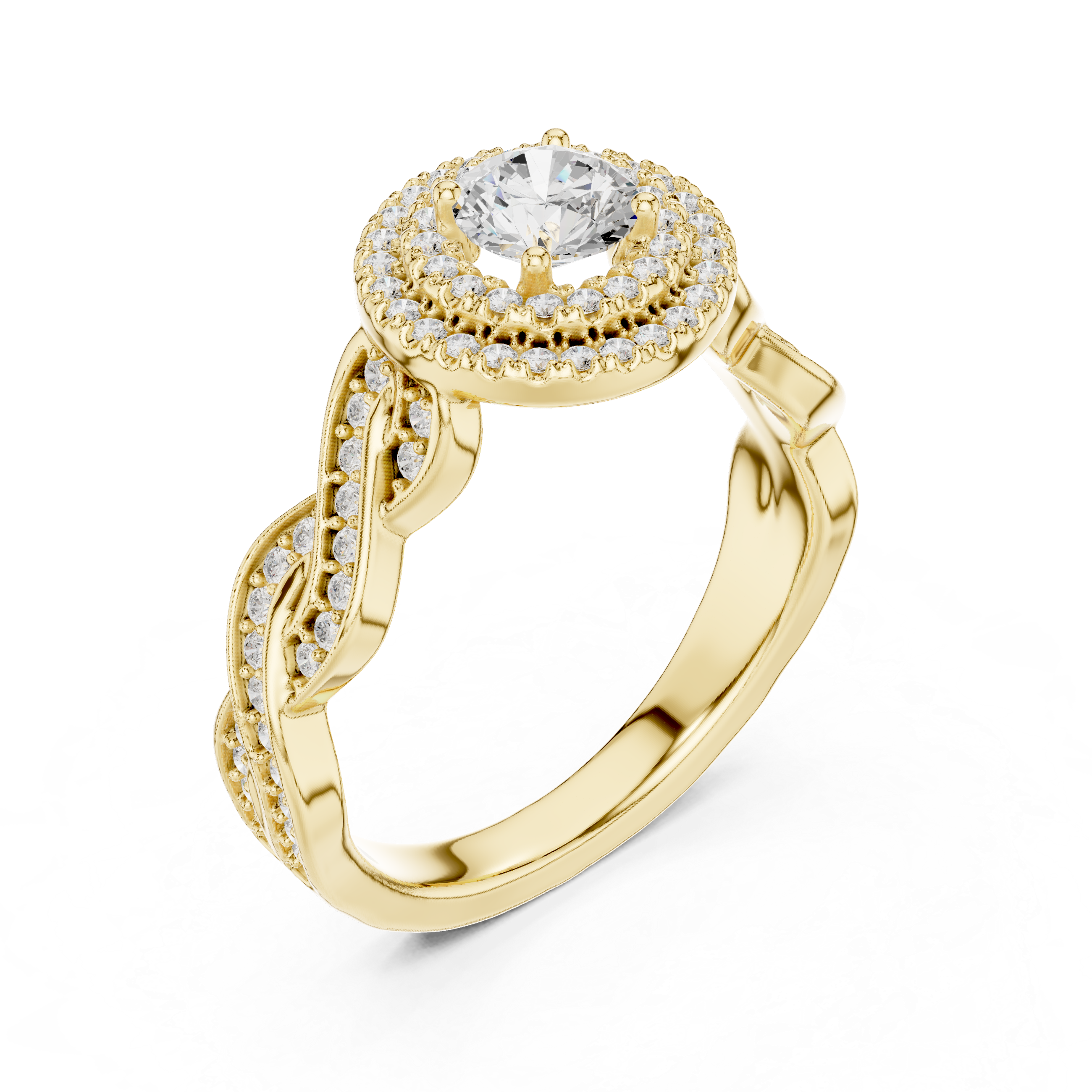 Yellow gold 1 carat diamond ring high polish finish
