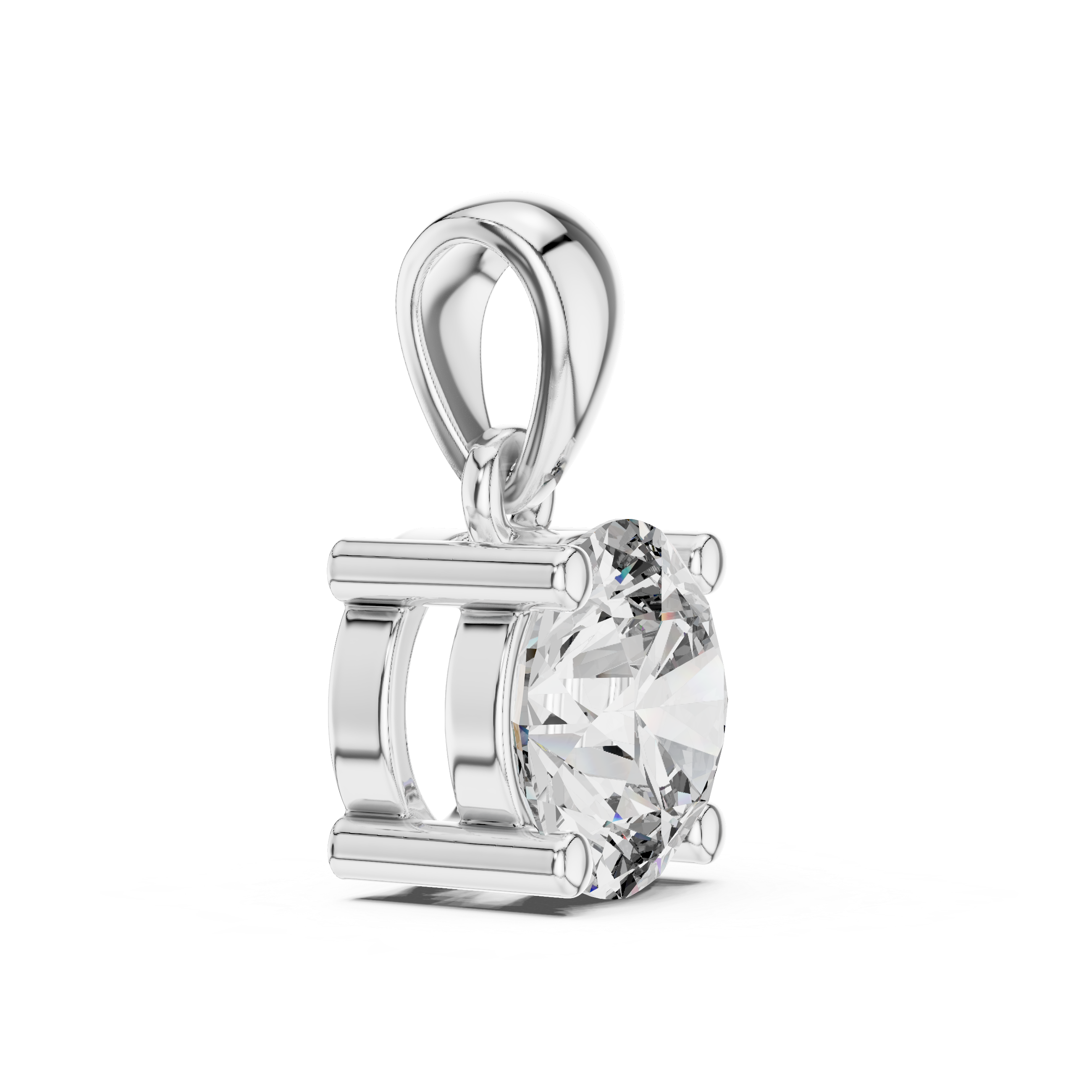 white gold pendant side angle prong detailing