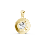 Yellow gold round pendant back view polished solid base