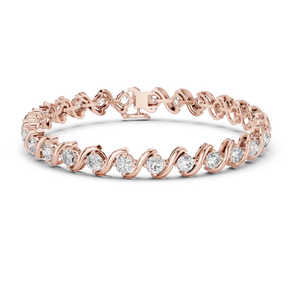 Rose gold infinity wave moissanite bracelet front view 7 inch