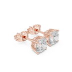 rose gold stud earrings side profile prong setting