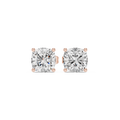 rose gold cushion moissanite stud earrings front view