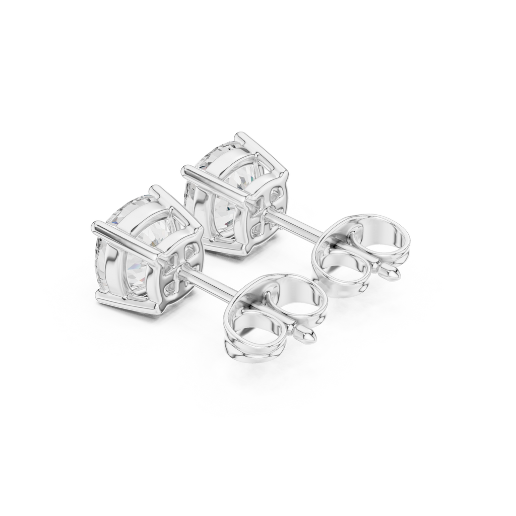 white gold earrings screw back closure view