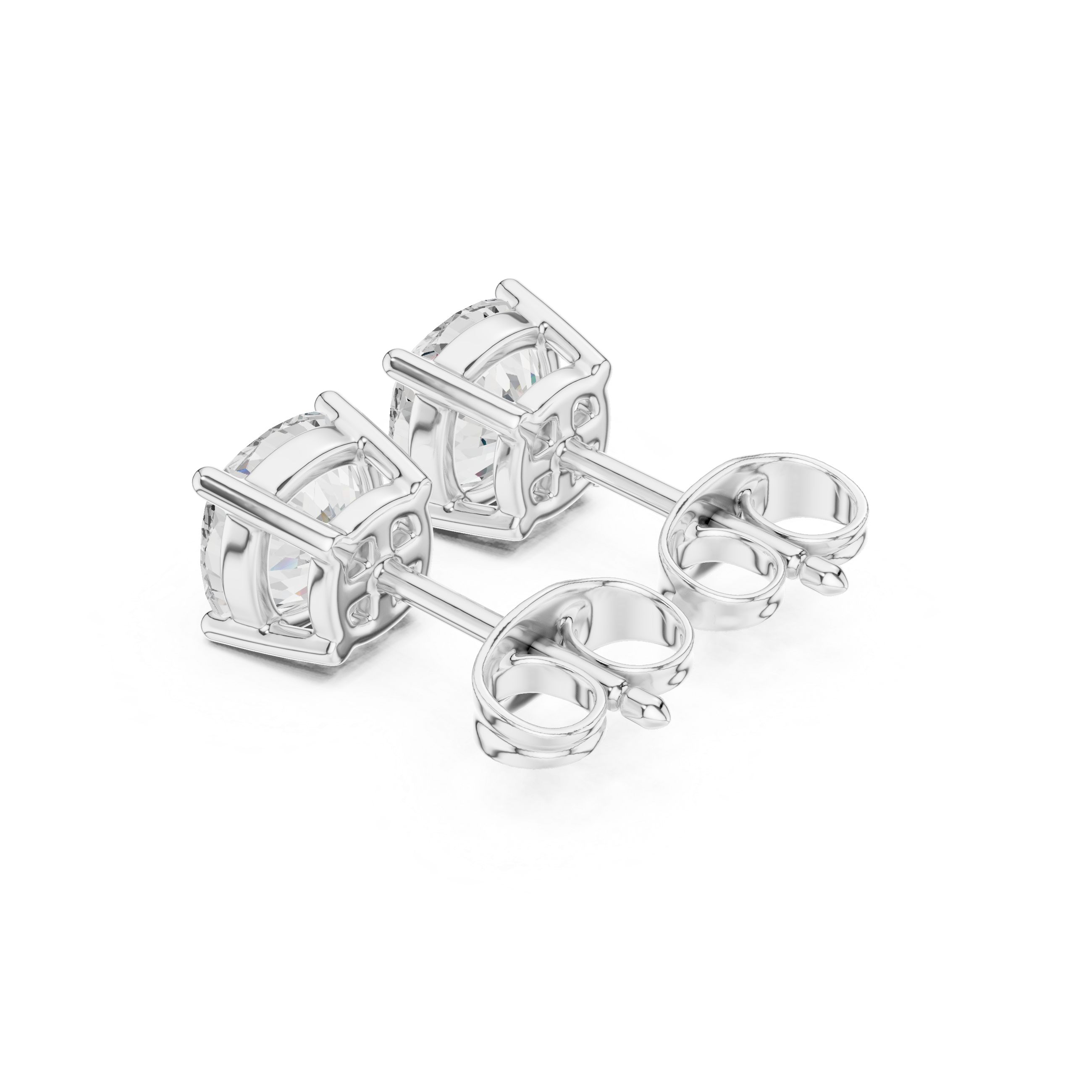 white gold earrings screw back closure view