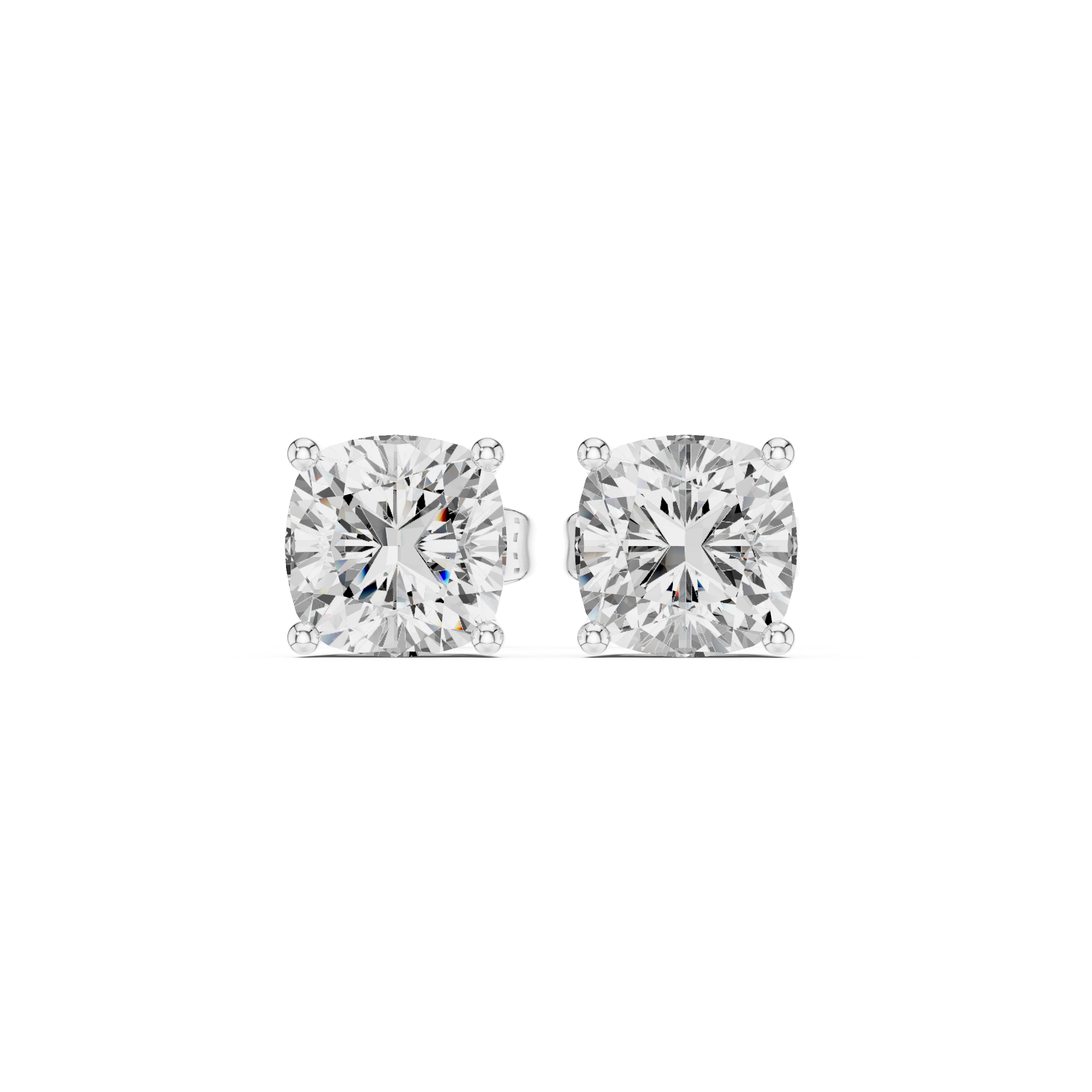 Pair of diamond stud earrings on a white background