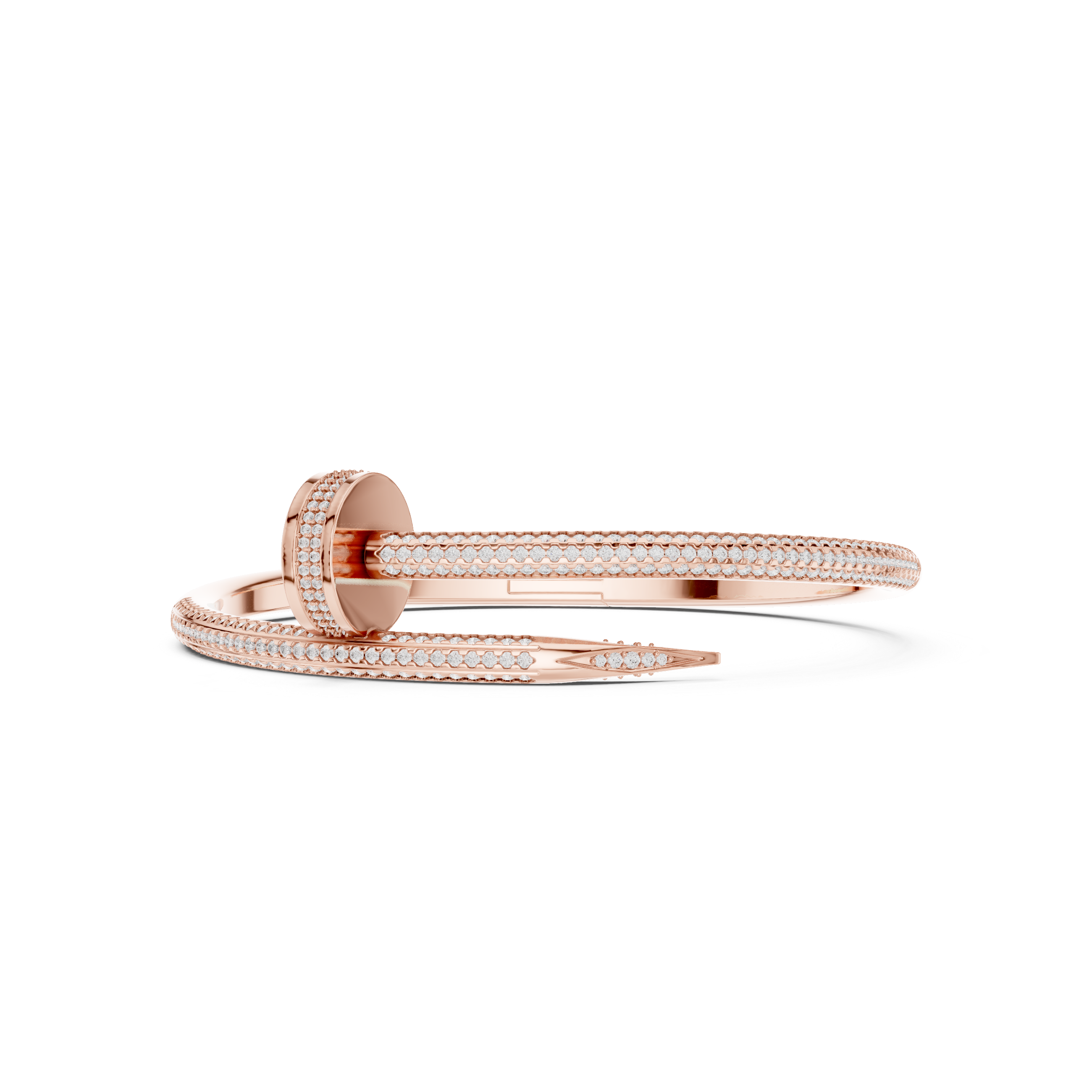 Rose gold moissanite diamond nail bracelet for men luxury designer bracelet front view