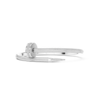 Mozow X men's diamond nail bracelet with pavé moissanite stones front angle view white gold