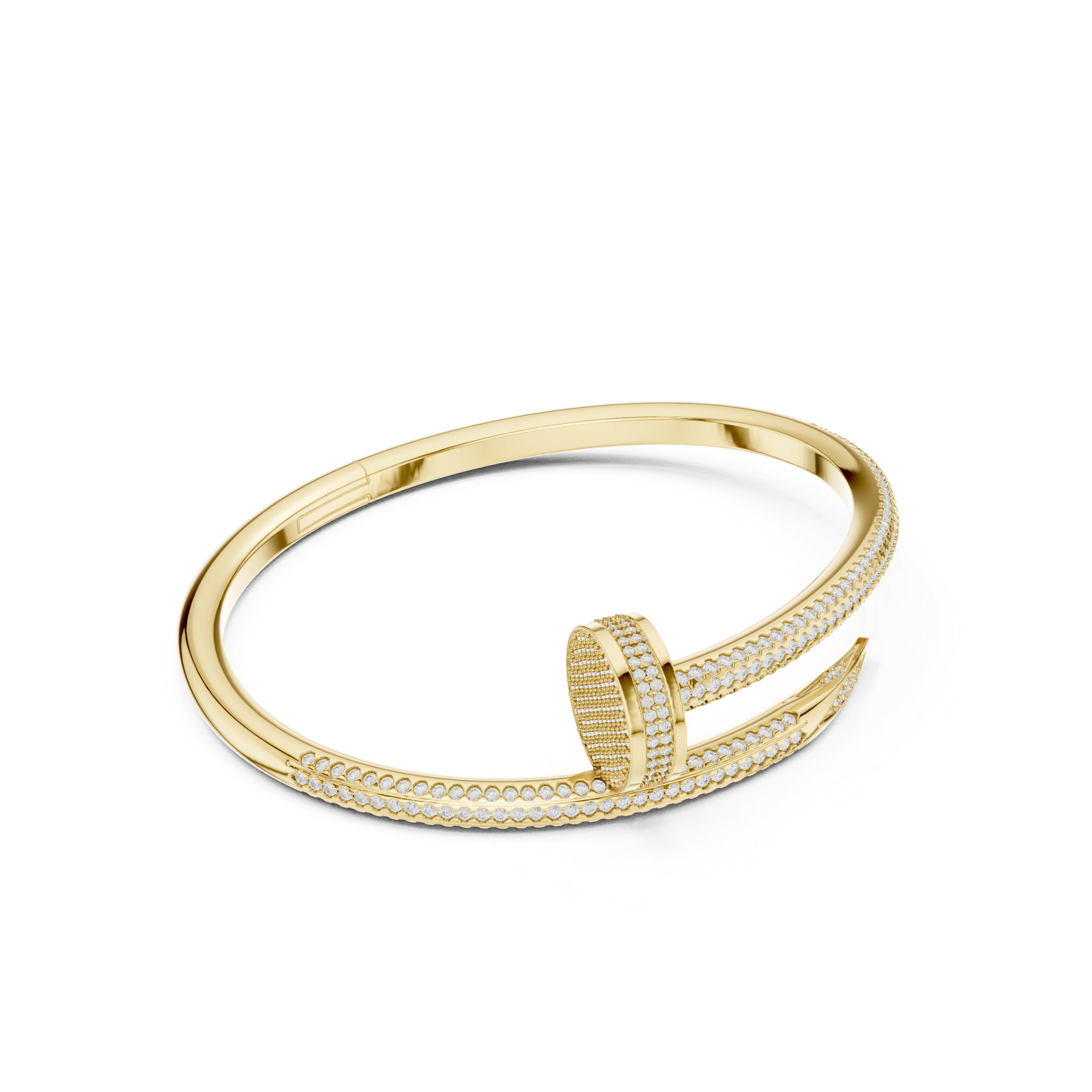 Designer yellow gold diamond nail bracelet top angle moissanite luxury bracelet