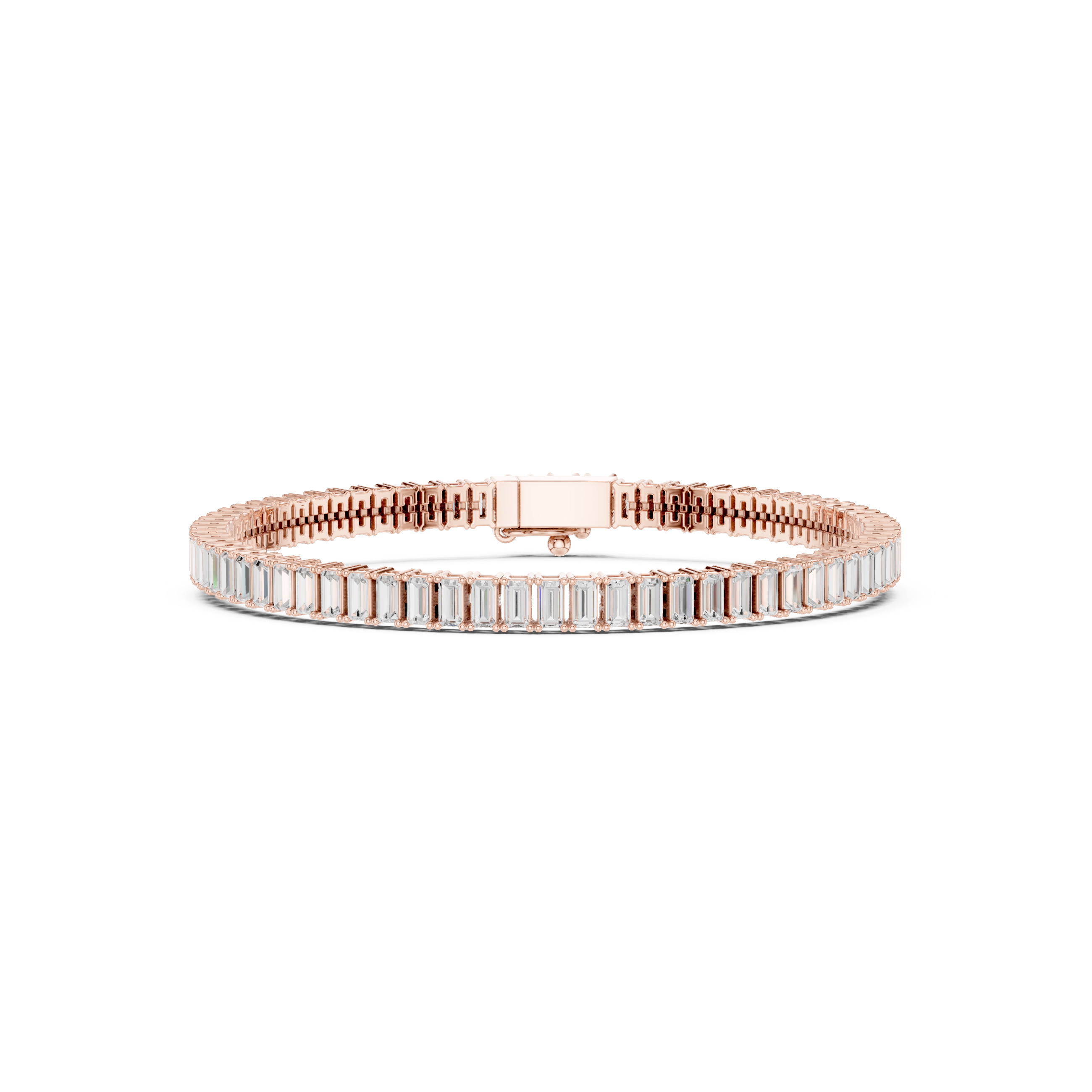 Mozow X 10CT emerald cut moissanite tennis bracelet for men in white gold finish front view 7 inch luxury bracelet