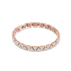 Rose gold bracelet with diamond accents on a white background