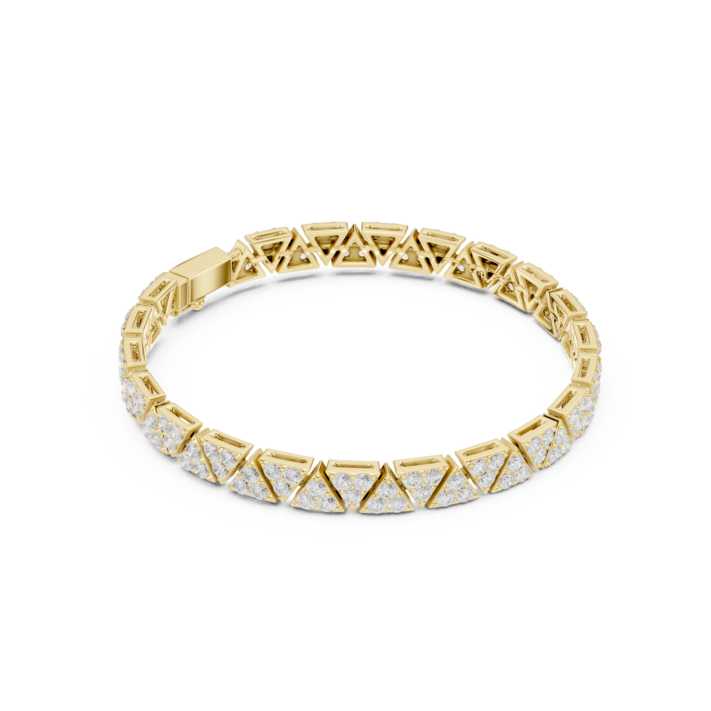 Gold bracelet with diamond accents on a white background