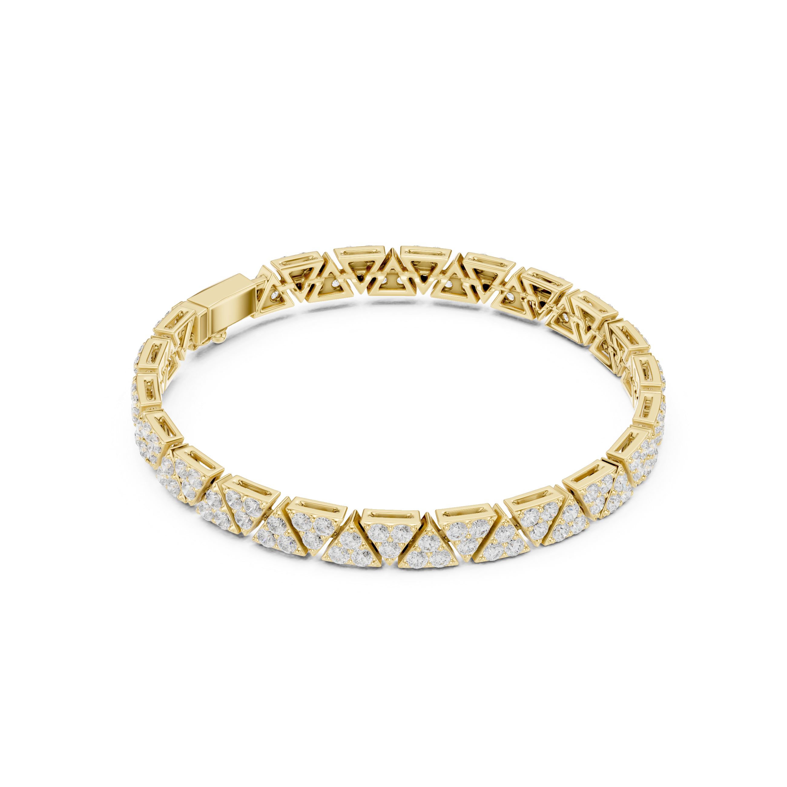 Gold bracelet with diamond accents on a white background