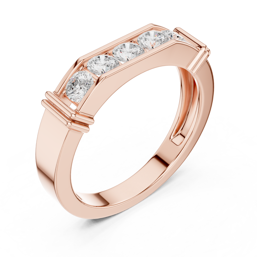 Rose Gold 0.55ct Men’s Wedding Ring Angled View
