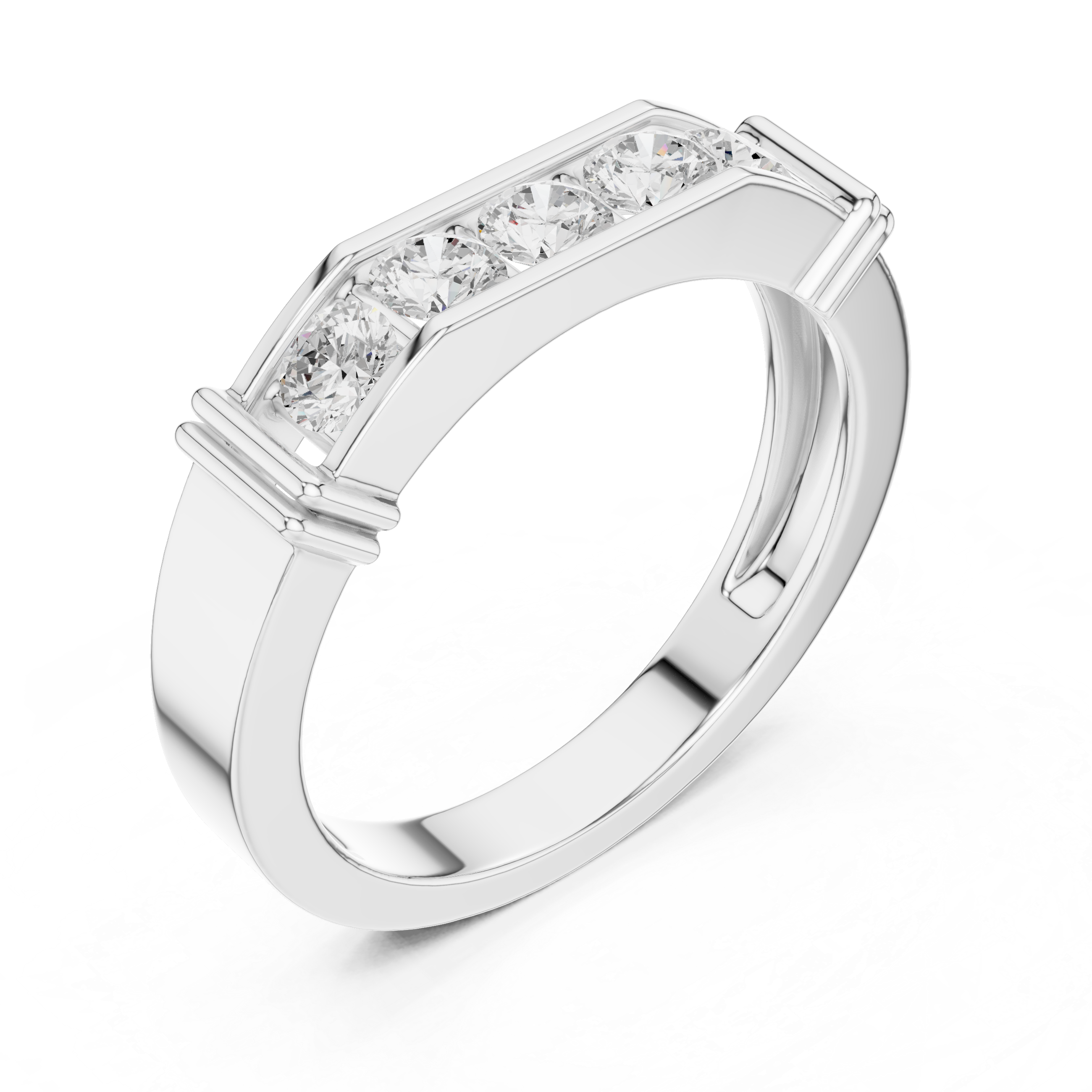 White Gold 0.55ct Men’s Modern Moissanite Ring Angled Shot
