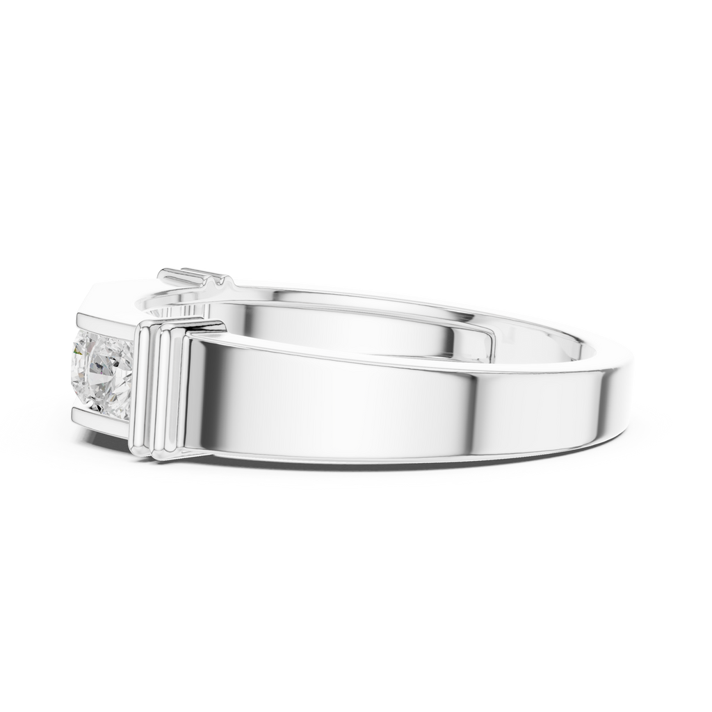 White Gold Structured Five Stone Band for Men Side Profile

