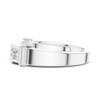 White Gold Structured Five Stone Band for Men Side Profile
