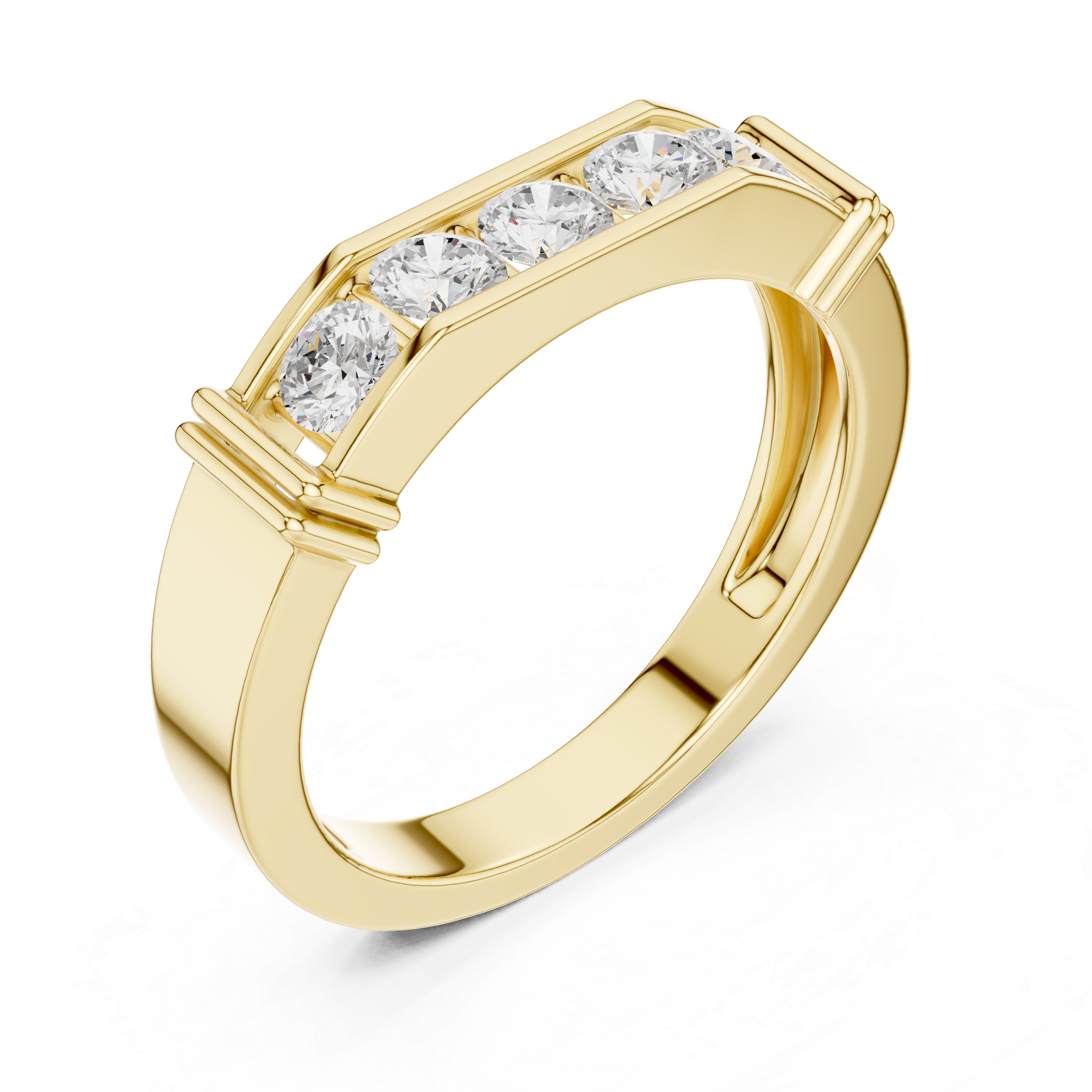 Yellow Gold 0.55 Carat Men’s Wedding Ring Close View
