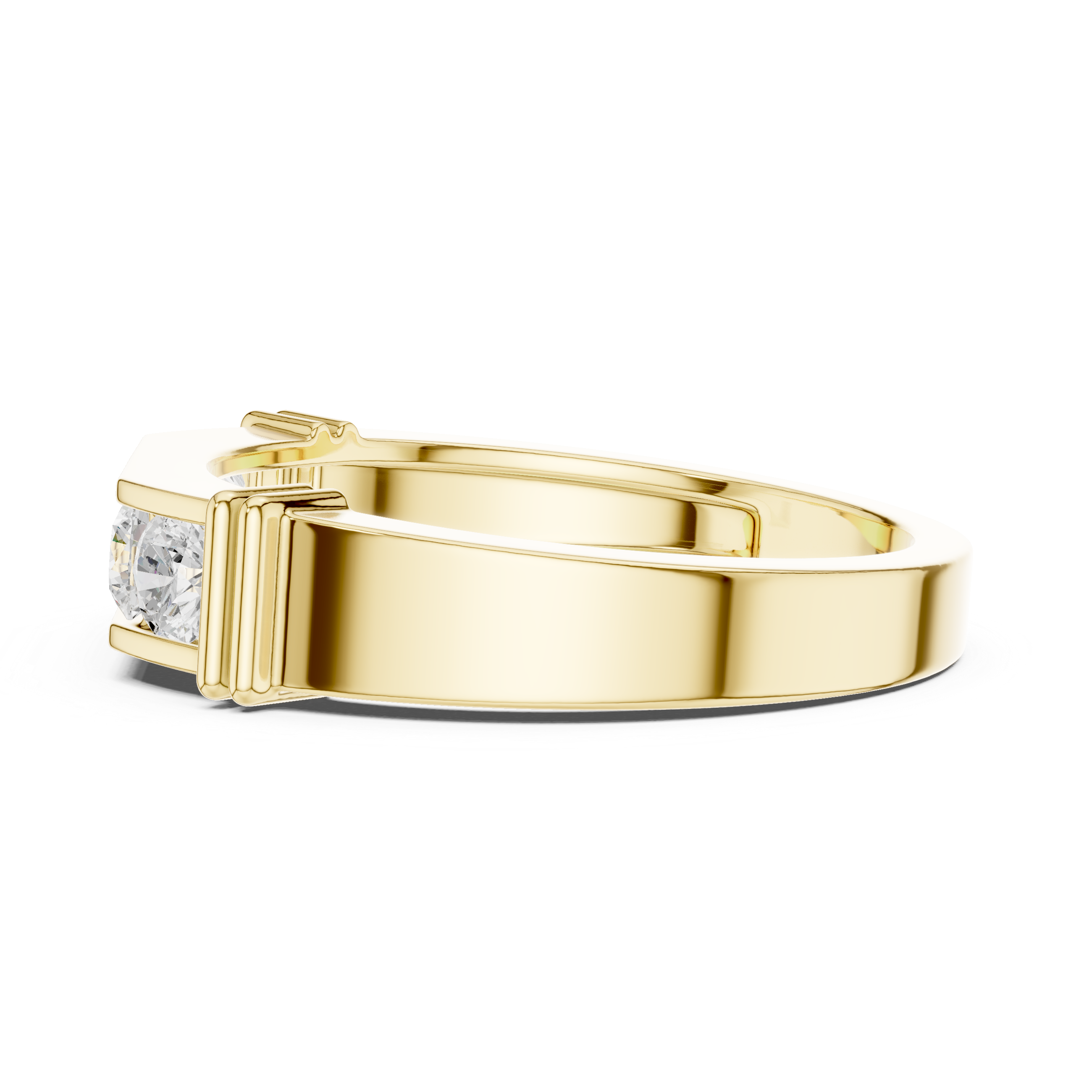 Yellow Gold Strong Structured Men’s Band Side Detail
