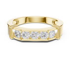 Yellow Gold Men’s Five Stone Moissanite Band Front Angle
