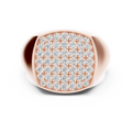 rose gold mens diamond signet ring front view square top design