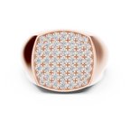 rose gold mens diamond signet ring front view square top design