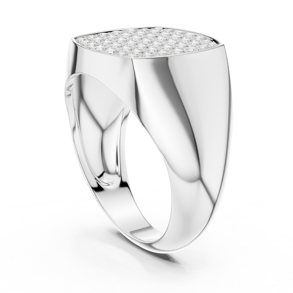 white gold mens ring side profile sleek bold structure