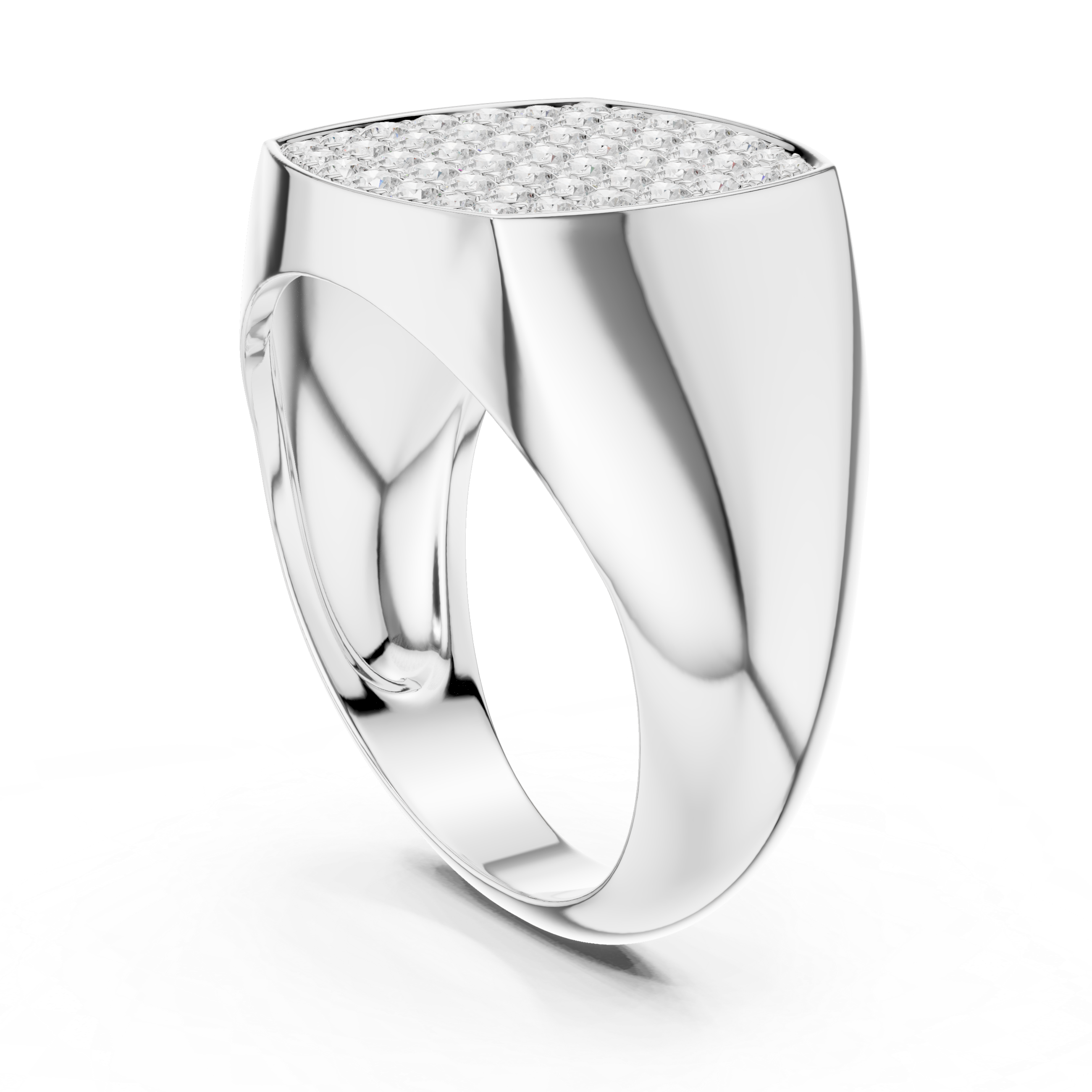 white gold mens ring side profile sleek bold structure
