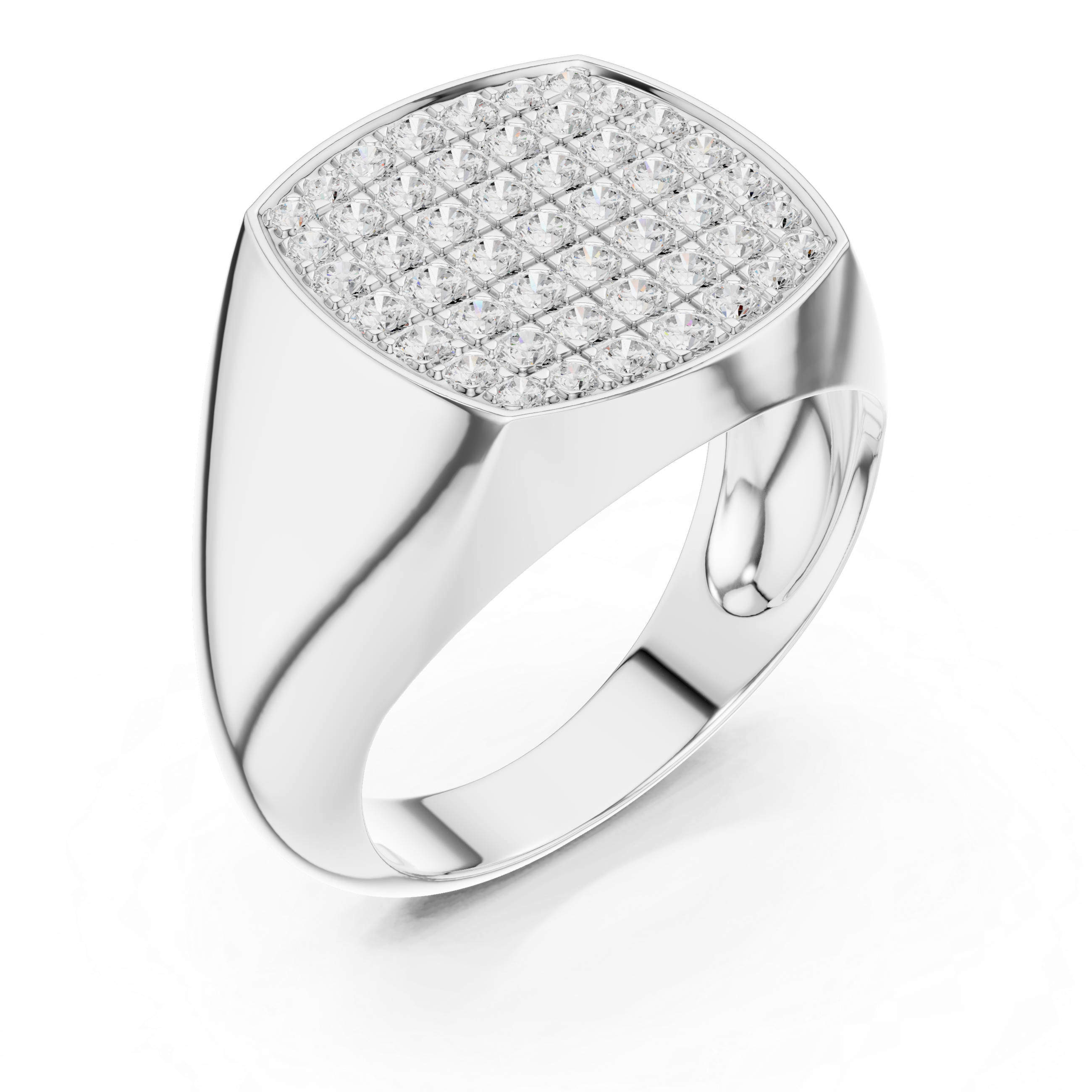 white gold pave diamond ring top view clean sparkle layout