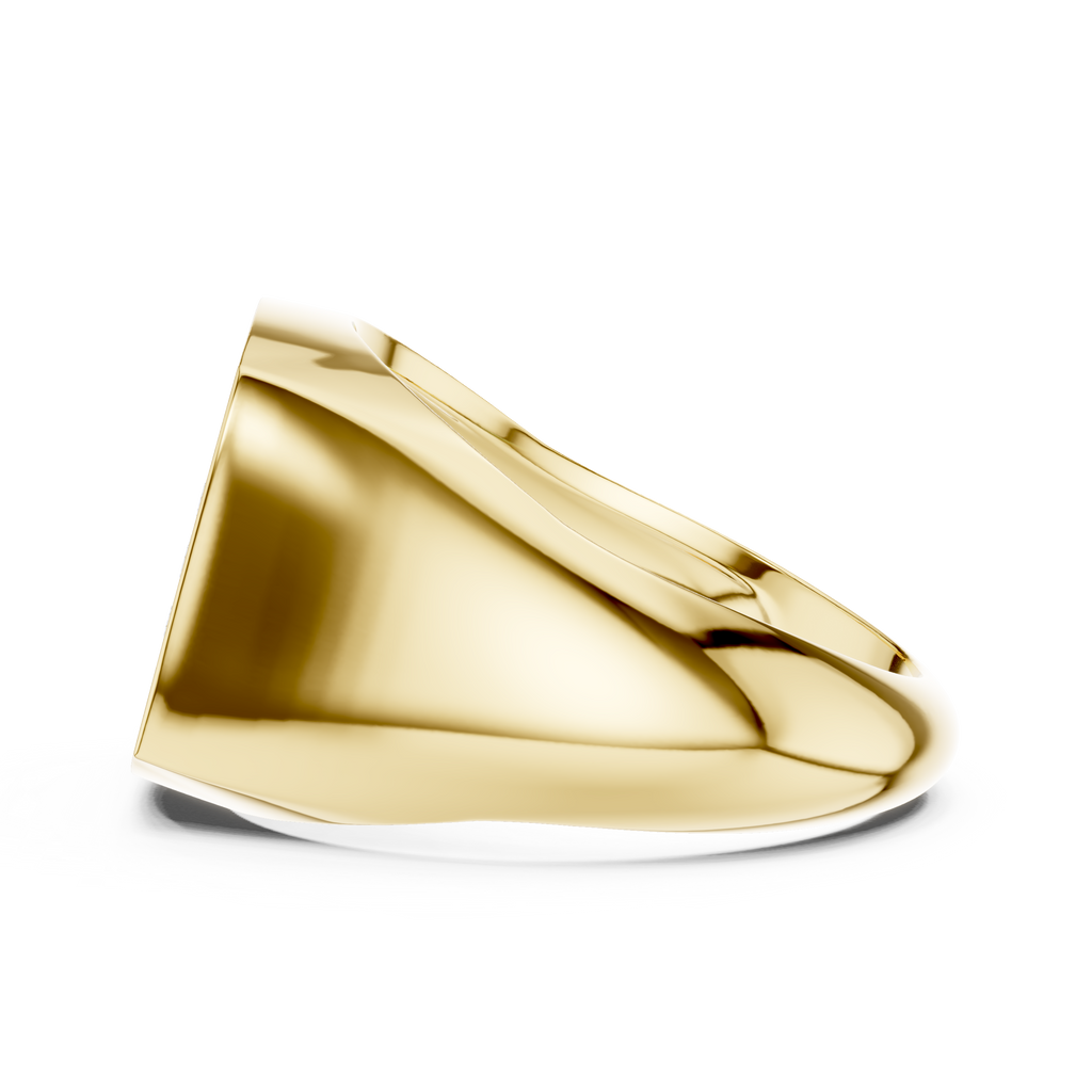 yellow gold mens ring side view heavy band structure