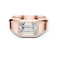 Rose gold emerald cut bezel men’s ring with elegant rectangular centerpiece and smooth finish