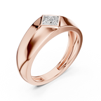 Contemporary rose gold men’s ring with bold edges and structured masculine form