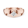 Rose gold princess cut men’s ring with elegant square center and subtle bezel border
