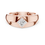 Rose gold princess cut men’s ring with elegant square center and subtle bezel border