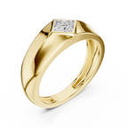 Luxury yellow gold men’s ring highlighting modern structure and confident styling