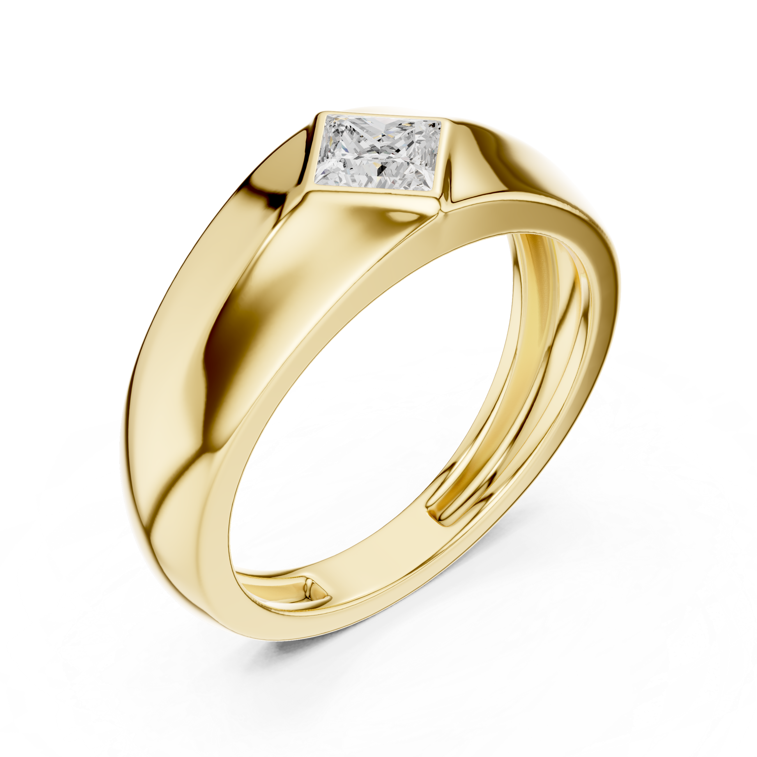 Luxury yellow gold men’s ring highlighting modern structure and confident styling