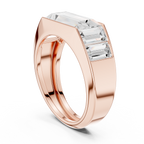 Rose gold BLAZE men’s luxury ring angled view bold baguette channel setting