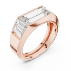 Rose gold Mozow X BLAZE baguette moissanite statement ring top perspective