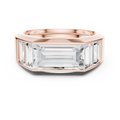 Mozow X BLAZE 3.42 ct baguette moissanite men’s ring in rose gold front view