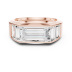 Mozow X BLAZE 3.42 ct baguette moissanite men’s ring in rose gold front view
