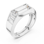 White gold Mozow X BLAZE baguette moissanite men’s ring top view sharp edges