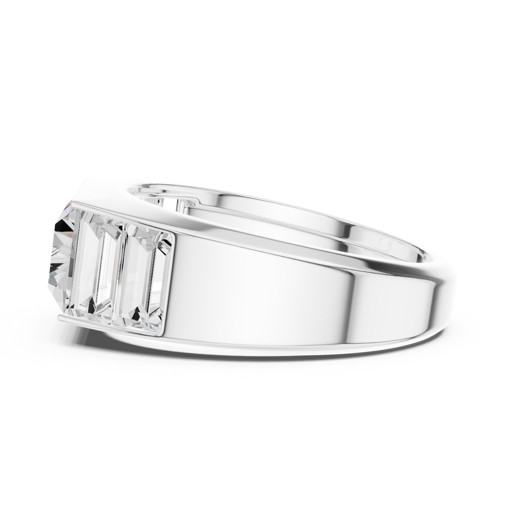 Mozow X BLAZE white gold men’s ring side view polished modern band design