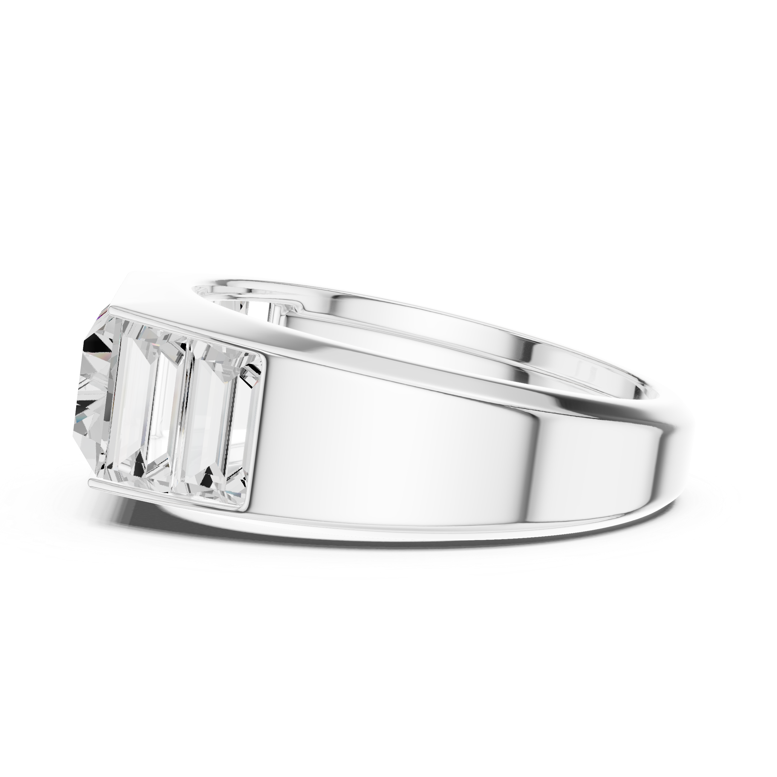 Mozow X BLAZE white gold men’s ring side view polished modern band design