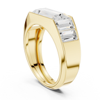 Mozow X BLAZE yellow gold men’s baguette moissanite ring angled luxury statement band