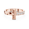 Rose Gold Men’s T Bar Moissanite Ring Front View Worn on Male Finger