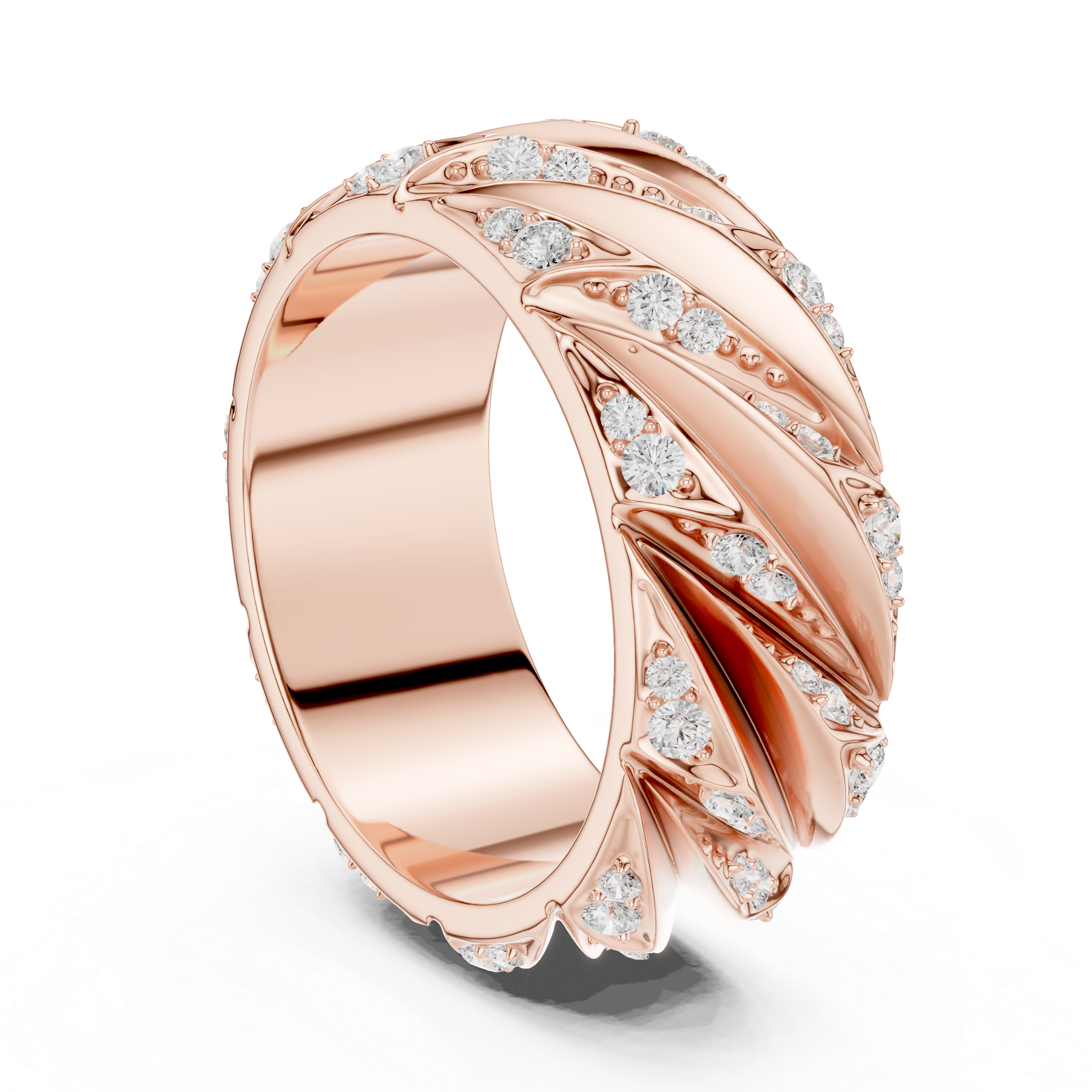 Rose Gold Close Up Diamond Prong Setting Band