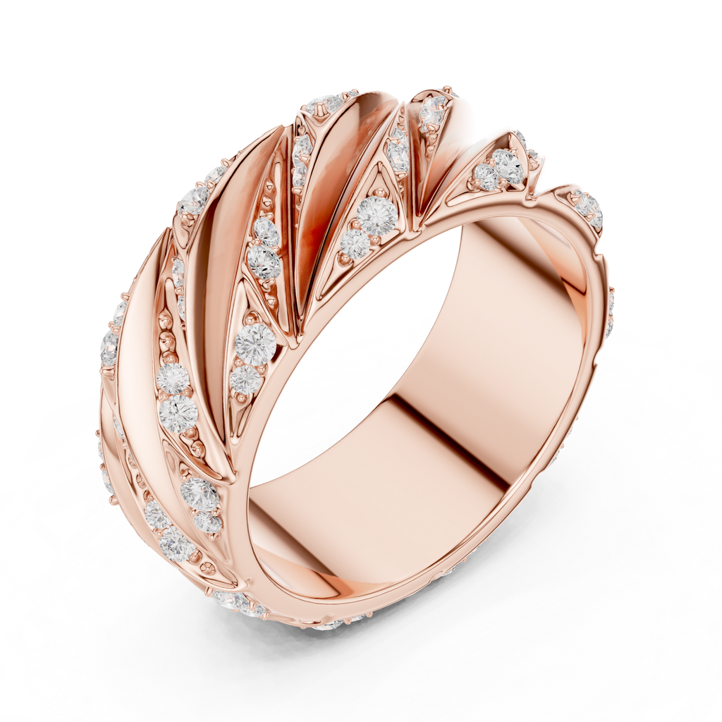Rose Gold Top View 0.63ct Diamond Wide Ring
